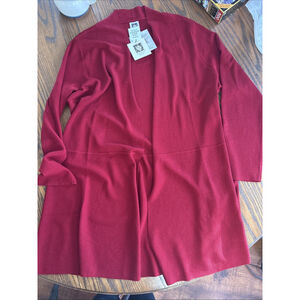 anne klein open cardigan red 3X